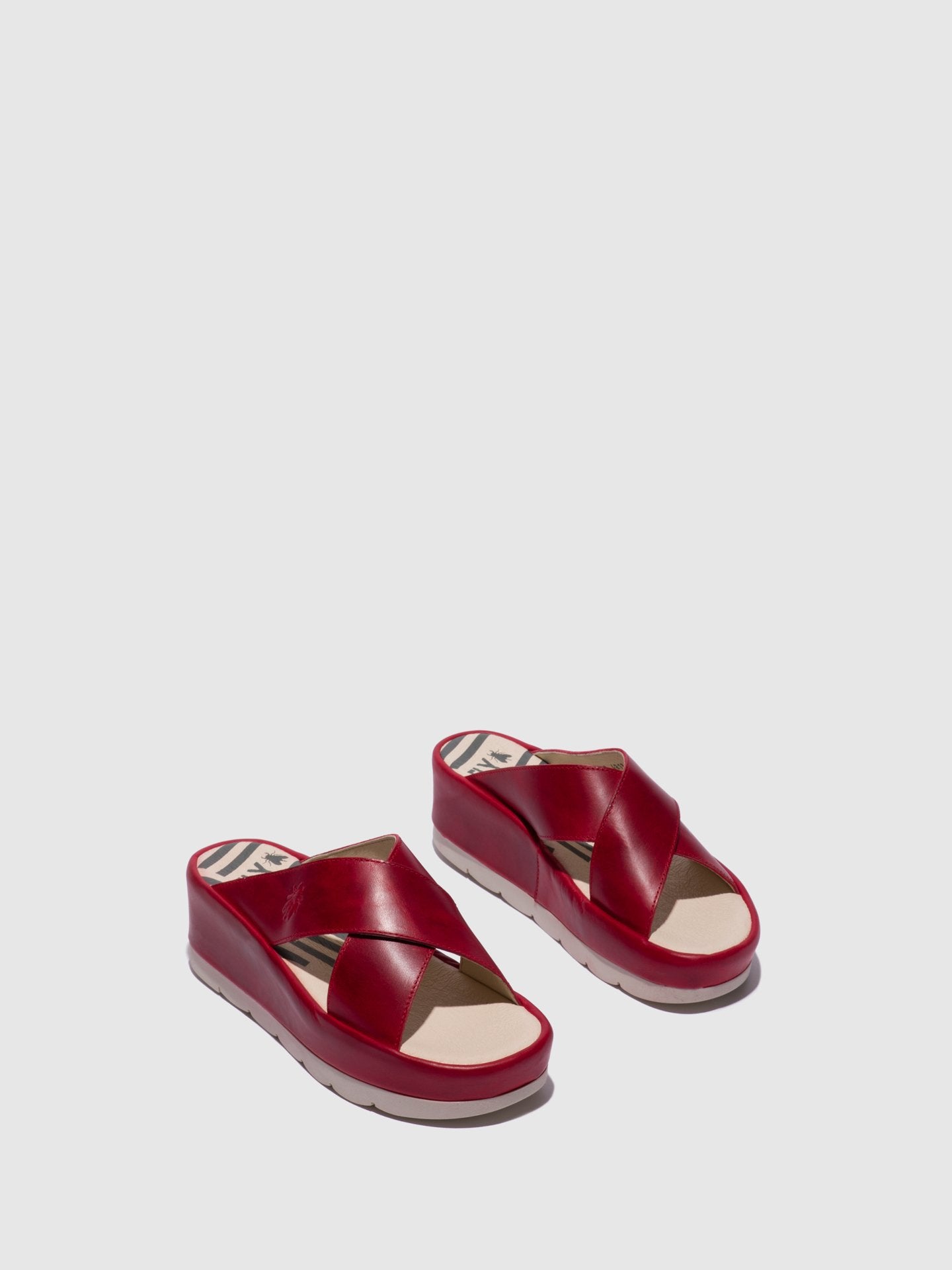 Fly London Red Open Toe Mules